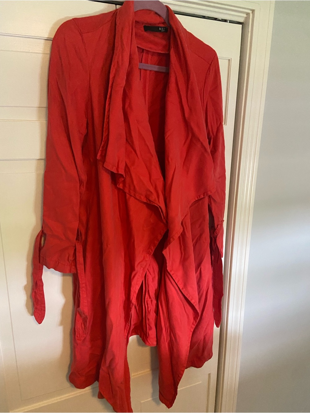 Max Jeans Red Draped Open Front Cardigan